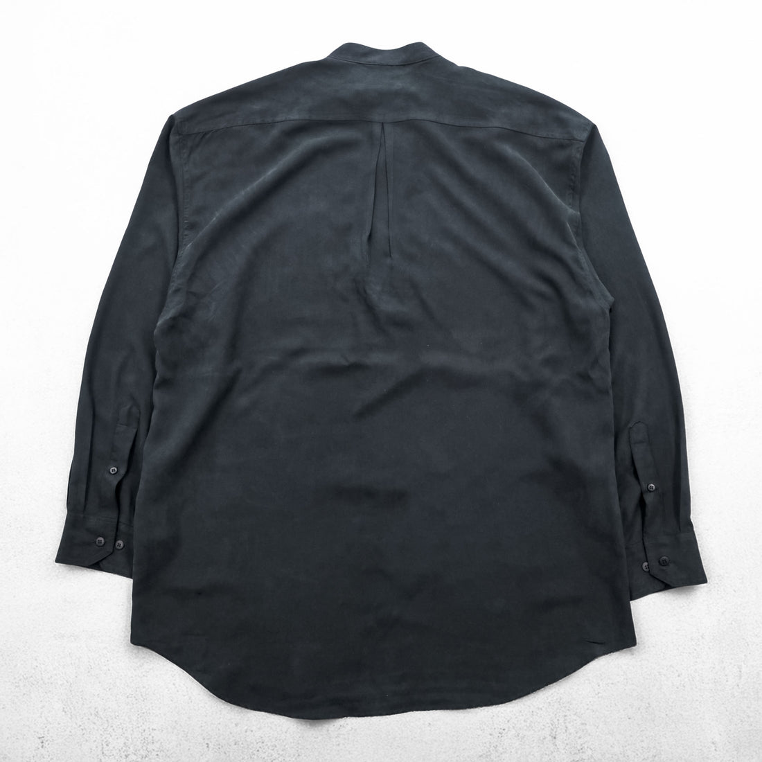 Vintage 90s ZEIDLER & ZEIDLER Silk Band Collar Hidden Placket Shirt Mens L Black