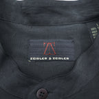 Vintage 90s ZEIDLER & ZEIDLER Silk Band Collar Hidden Placket Shirt Mens L Black