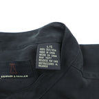 Vintage 90s ZEIDLER & ZEIDLER Silk Band Collar Hidden Placket Shirt Mens L Black