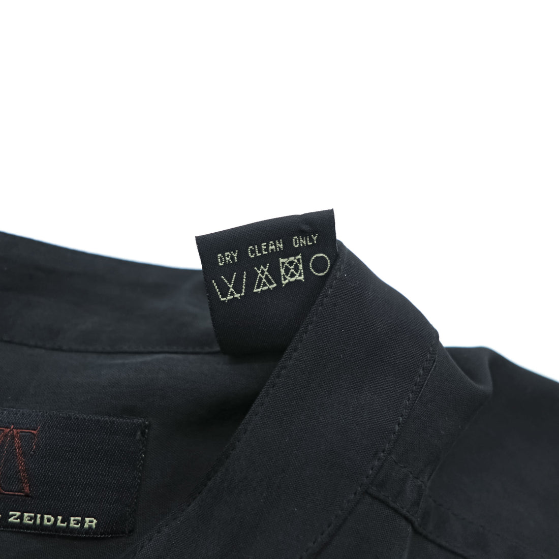 Vintage 90s ZEIDLER & ZEIDLER Silk Band Collar Hidden Placket Shirt Mens L Black