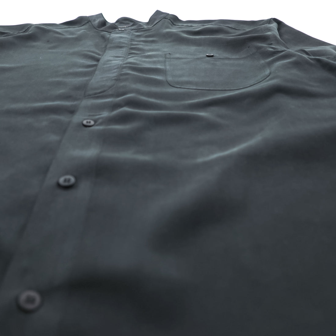Vintage 90s ZEIDLER & ZEIDLER Silk Band Collar Hidden Placket Shirt Mens L Black