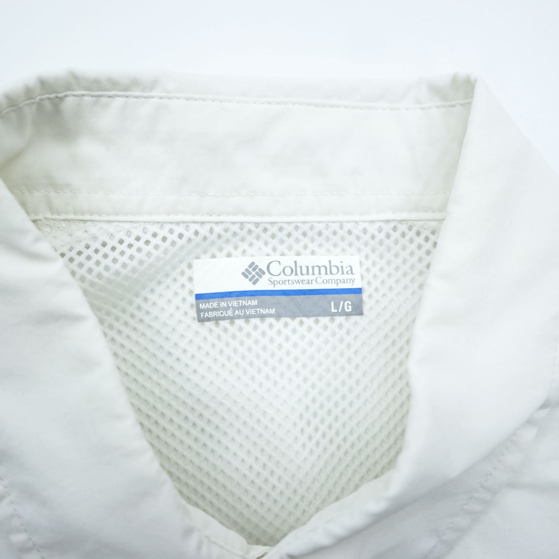 Columbia PFG Omni-Shade White Long Sleeve Fishing Shirt Bonehead Style Vented Button Down Size L
