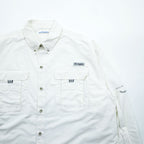 Columbia PFG Omni-Shade White Long Sleeve Fishing Shirt Bonehead Style Vented Button Down Size L