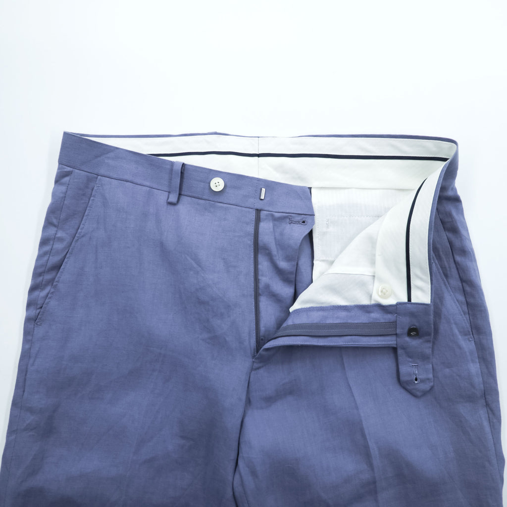 RALPH LAUREN 90年代 ヴィンテージ リネン スラックス サマーパンツ L ブルー タック プリーツ 麻100%