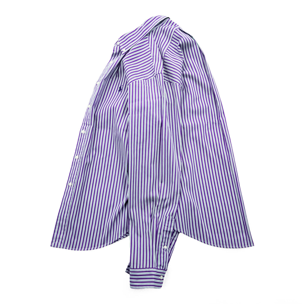 Polo by Ralph Lauren Custom Fit Dress Shirt Purple Multi Stripe Button Down 100% Cotton Size 16 40-82