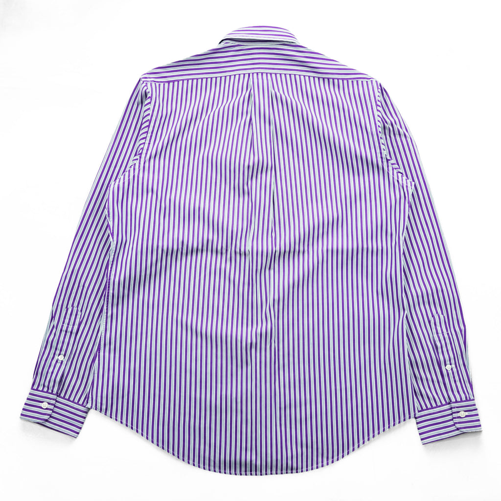 Polo by Ralph Lauren Custom Fit Dress Shirt Purple Multi Stripe Button Down 100% Cotton Size 16 40-82
