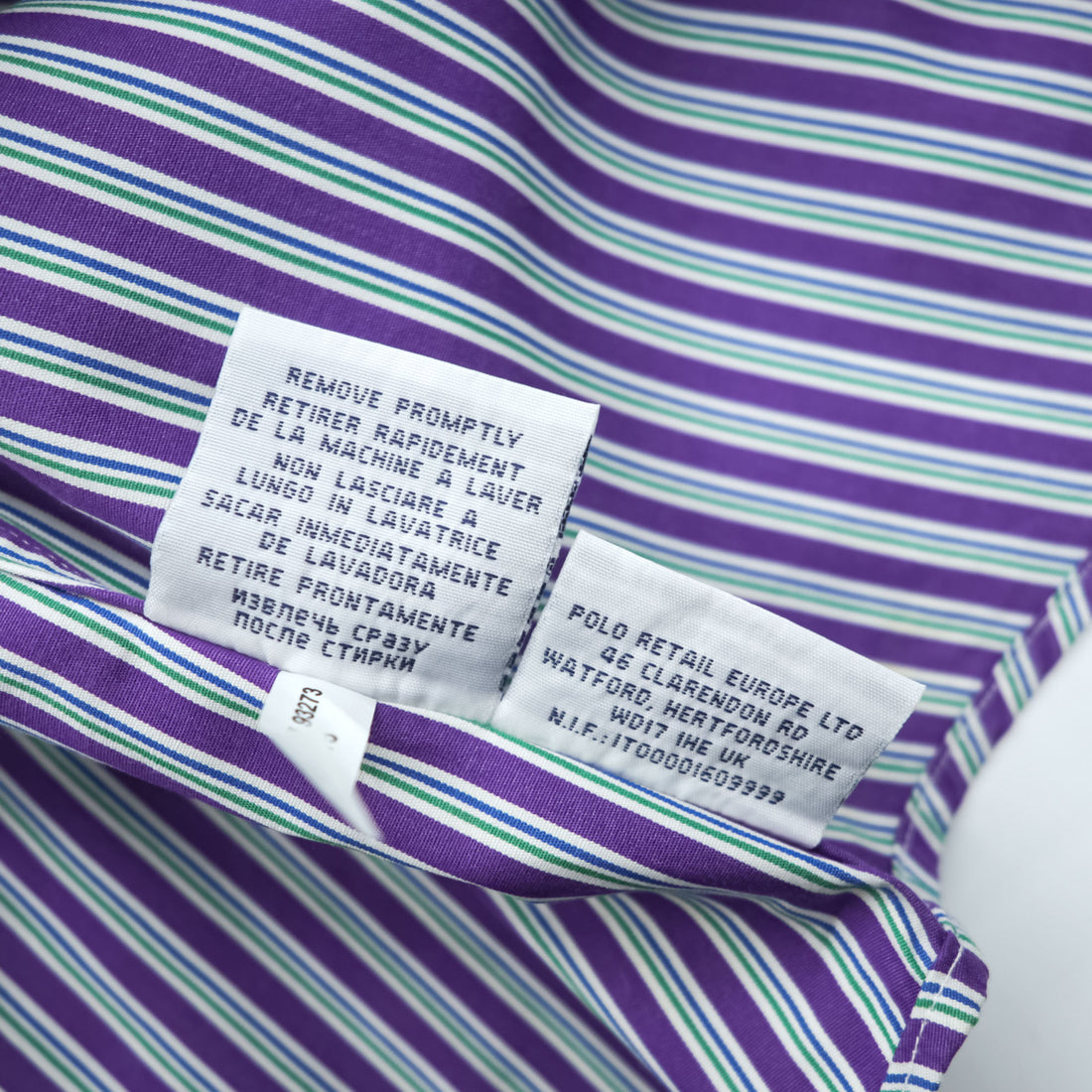Polo by Ralph Lauren Custom Fit Dress Shirt Purple Multi Stripe Button Down 100% Cotton Size 16 40-82