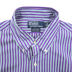 Polo by Ralph Lauren Custom Fit Dress Shirt Purple Multi Stripe Button Down 100% Cotton Size 16 40-82