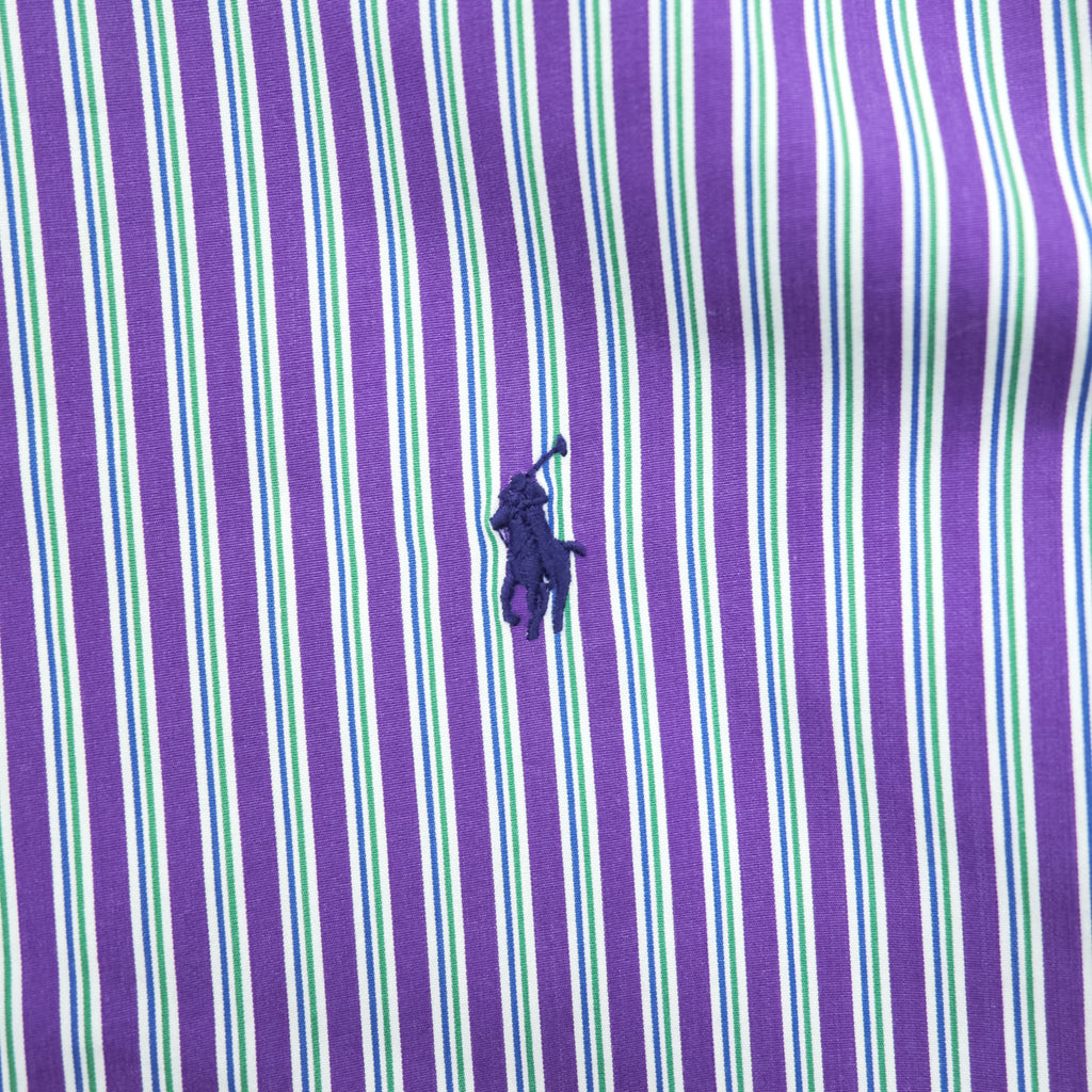 Polo by Ralph Lauren Custom Fit Dress Shirt Purple Multi Stripe Button Down 100% Cotton Size 16 40-82