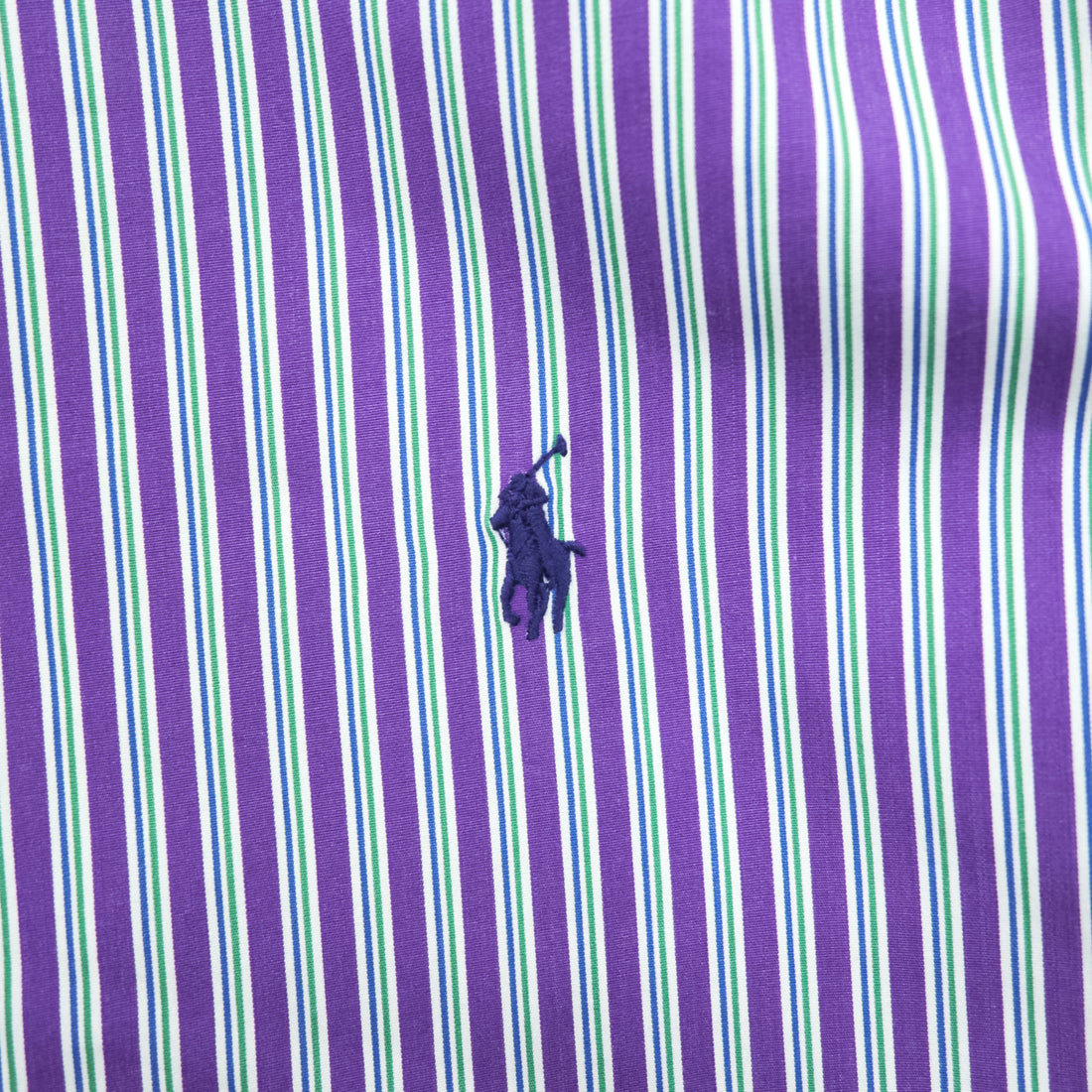 Polo by Ralph Lauren Custom Fit Dress Shirt Purple Multi Stripe Button Down 100% Cotton Size 16 40-82
