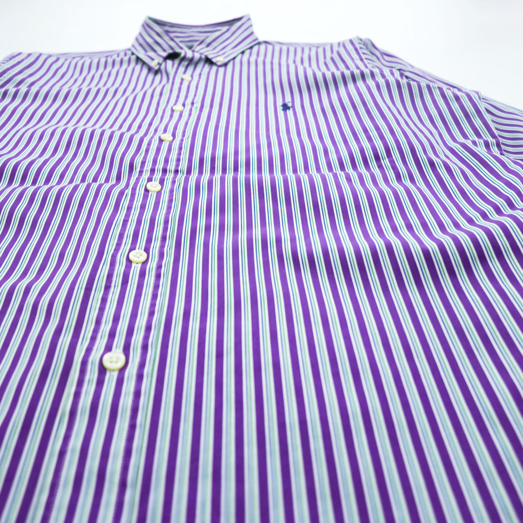 Polo by Ralph Lauren Custom Fit Dress Shirt Purple Multi Stripe Button Down 100% Cotton Size 16 40-82