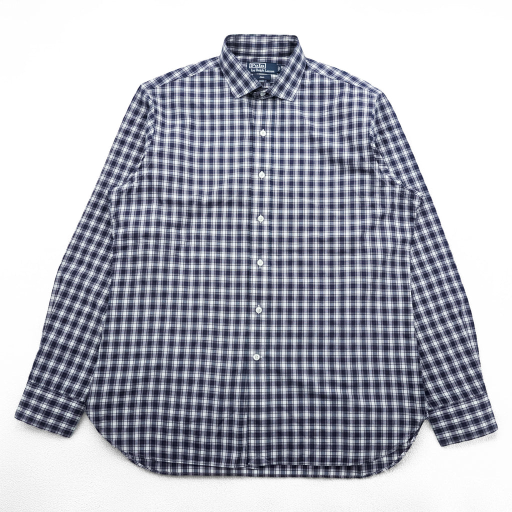 Polo Ralph Lauren 90s Vintage Long-Sleeve Shirt, Size L, Navy, Checked Estate