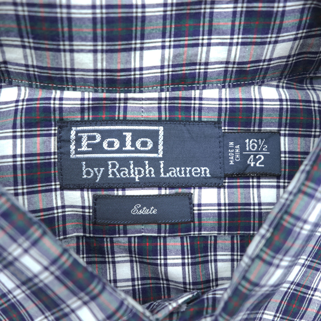 Polo Ralph Lauren 90s Vintage Long-Sleeve Shirt, Size L, Navy, Checked Estate