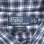 Polo Ralph Lauren 90s Vintage Long-Sleeve Shirt, Size L, Navy, Checked Estate