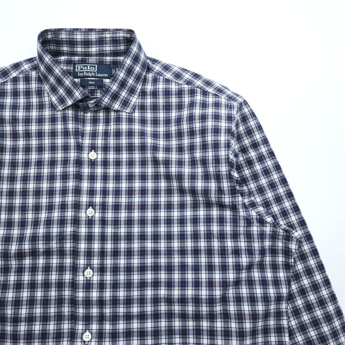 Polo Ralph Lauren 90s Vintage Long-Sleeve Shirt, Size L, Navy, Checked Estate