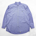 Lacoste 80s Vintage France Made Long Sleeve Button-Down Shirt L Blue Striped with One-Point Logo