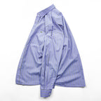 Lacoste 80s Vintage France Made Long Sleeve Button-Down Shirt L Blue Striped with One-Point Logo