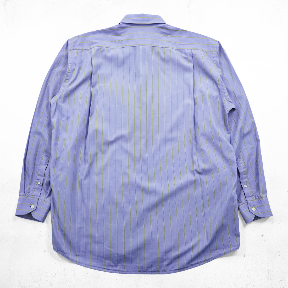 Lacoste 80s Vintage France Made Long Sleeve Button-Down Shirt L Blue Striped with One-Point Logo
