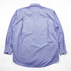 Lacoste 80s Vintage France Made Long Sleeve Button-Down Shirt L Blue Striped with One-Point Logo