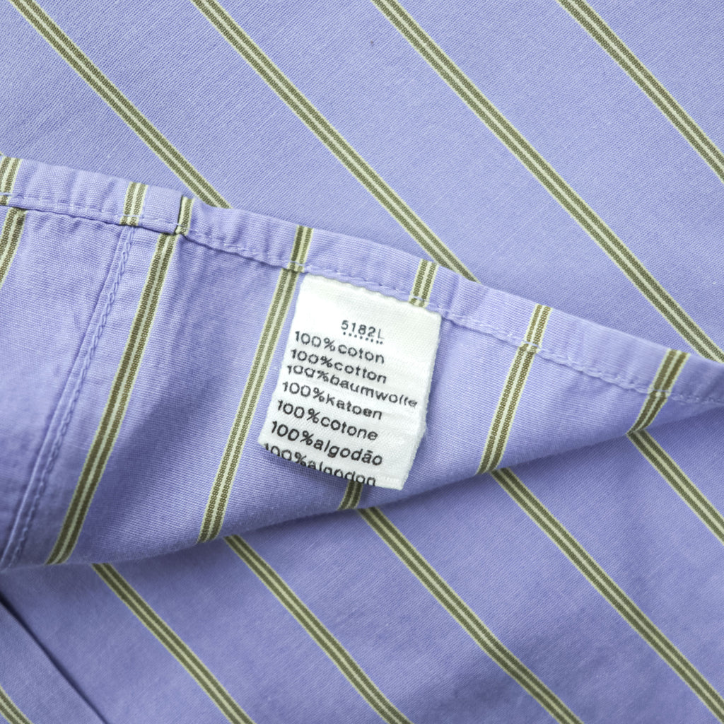 Lacoste 80s Vintage France Made Long Sleeve Button-Down Shirt L Blue Striped with One-Point Logo