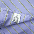 Lacoste 80s Vintage France Made Long Sleeve Button-Down Shirt L Blue Striped with One-Point Logo