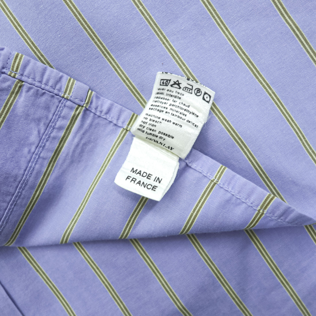 Lacoste 80s Vintage France Made Long Sleeve Button-Down Shirt L Blue Striped with One-Point Logo