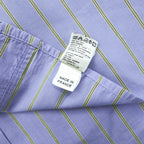 Lacoste 80s Vintage France Made Long Sleeve Button-Down Shirt L Blue Striped with One-Point Logo