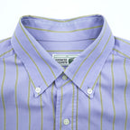 Lacoste 80s Vintage France Made Long Sleeve Button-Down Shirt L Blue Striped with One-Point Logo