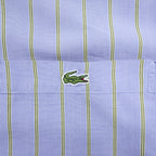 Lacoste 80s Vintage France Made Long Sleeve Button-Down Shirt L Blue Striped with One-Point Logo