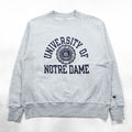 Champion Reverse Weave Sweatshirt, Size L, Gray, College Style, Arch Logo, 3-Tier Print, Discharge Print, NOTRE DAME