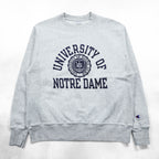 Champion Reverse Weave Sweatshirt, Size L, Gray, College Style, Arch Logo, 3-Tier Print, Discharge Print, NOTRE DAME