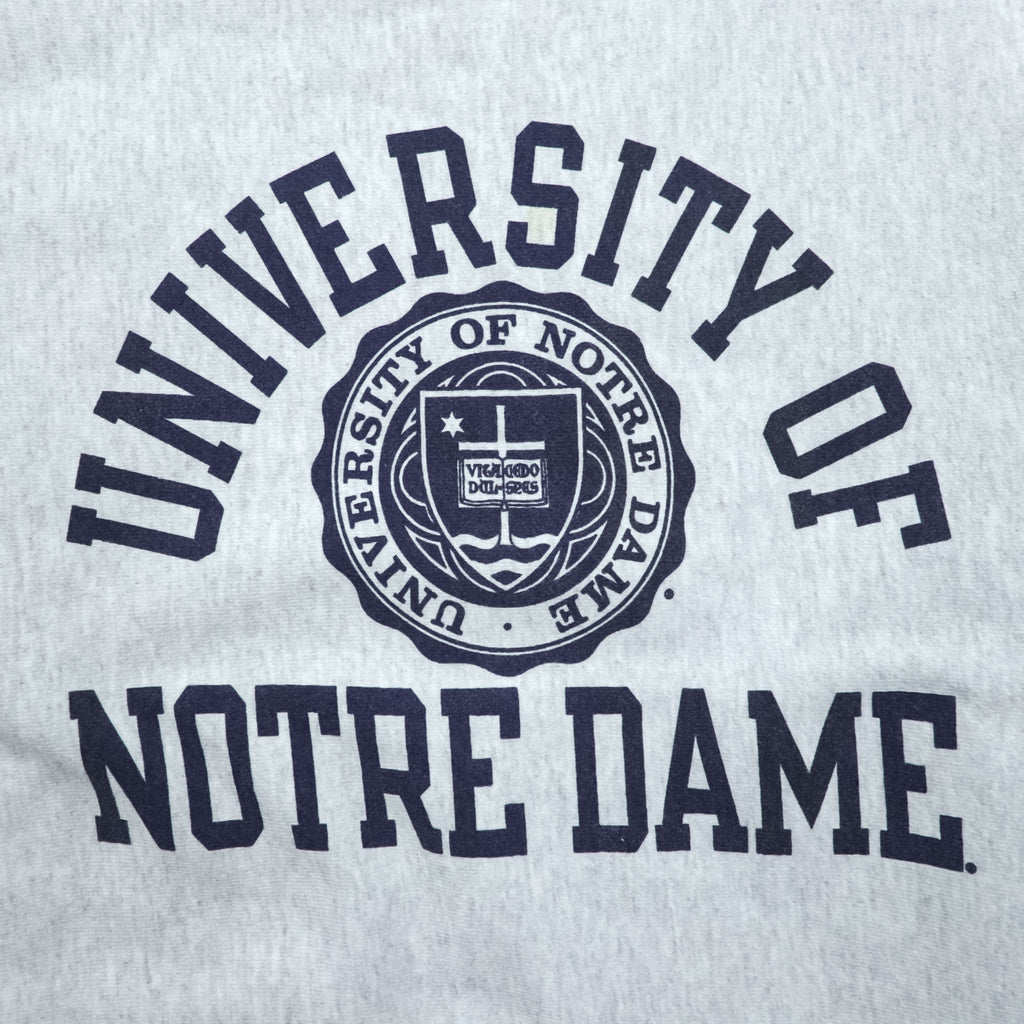 Champion Reverse Weave Sweatshirt, Size L, Gray, College Style, Arch Logo, 3-Tier Print, Discharge Print, NOTRE DAME