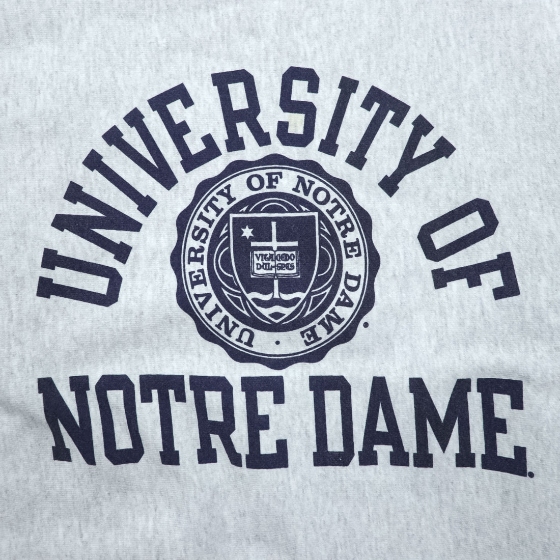 Champion Reverse Weave Sweatshirt, Size L, Gray, College Style, Arch Logo, 3-Tier Print, Discharge Print, NOTRE DAME