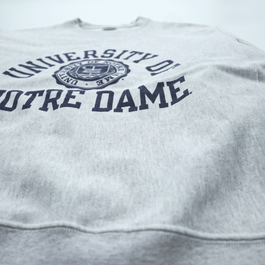 Champion Reverse Weave Sweatshirt, Size L, Gray, College Style, Arch Logo, 3-Tier Print, Discharge Print, NOTRE DAME