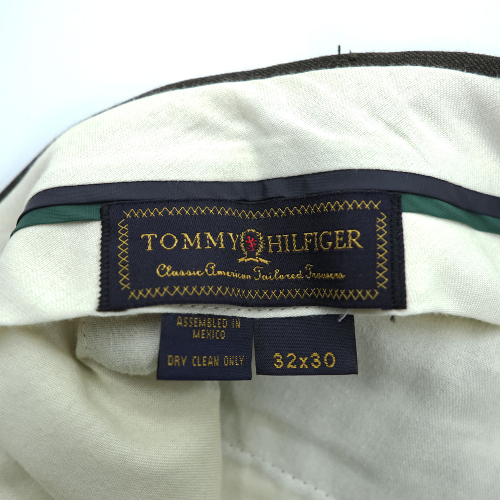 TOMMY HILFIGER 90年代 ヴィンテージ 2タック スラックス パンツ M ブラウン プリーツ ダブルカフス