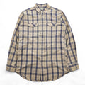 L.L.Bean 80s Vintage Long-Sleeve Shirt, Size M, Beige, Blue Checked