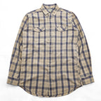 L.L.Bean 80s Vintage Long-Sleeve Shirt, Size M, Beige, Blue Checked