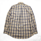 L.L.Bean 80s Vintage Long-Sleeve Shirt, Size M, Beige, Blue Checked