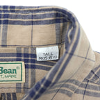 L.L.Bean 80s Vintage Long-Sleeve Shirt, Size M, Beige, Blue Checked