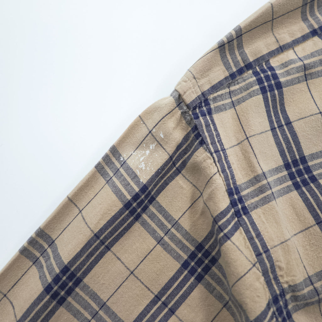 L.L.Bean 80s Vintage Long-Sleeve Shirt, Size M, Beige, Blue Checked