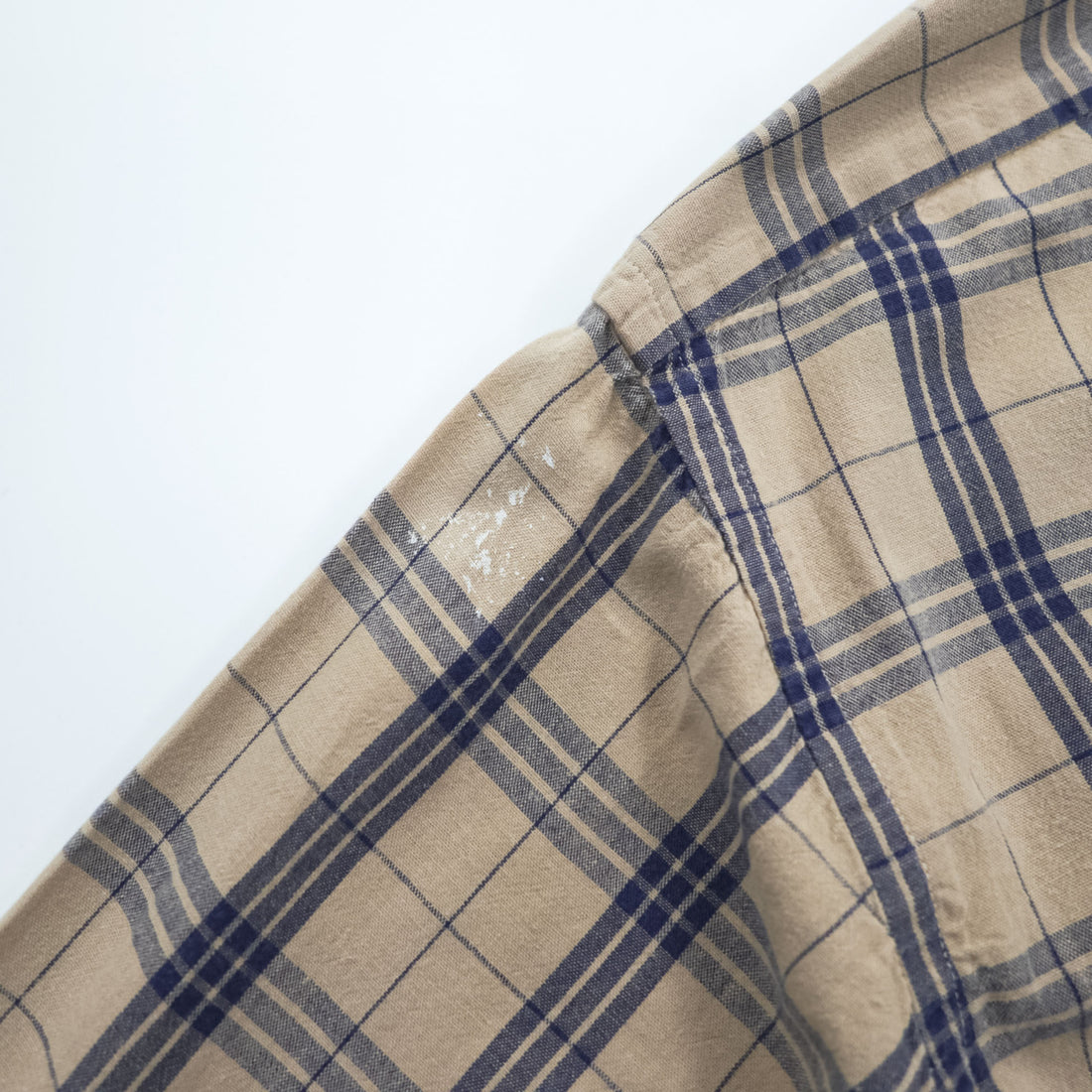 L.L.Bean 80s Vintage Long-Sleeve Shirt, Size M, Beige, Blue Checked