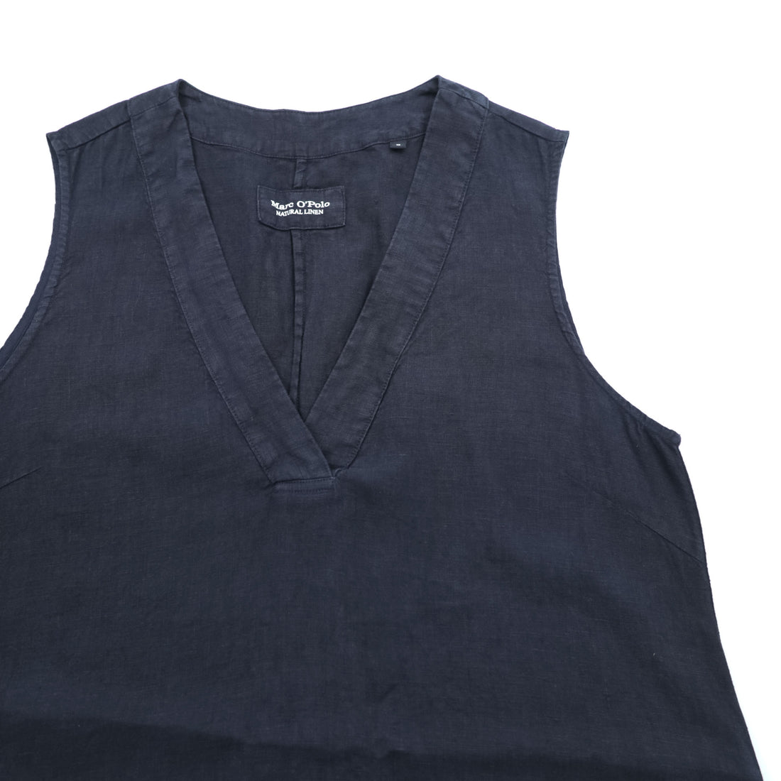Marc O’Polo Natural Linen Sleeveless V-Neck Dress Navy 100% Linen