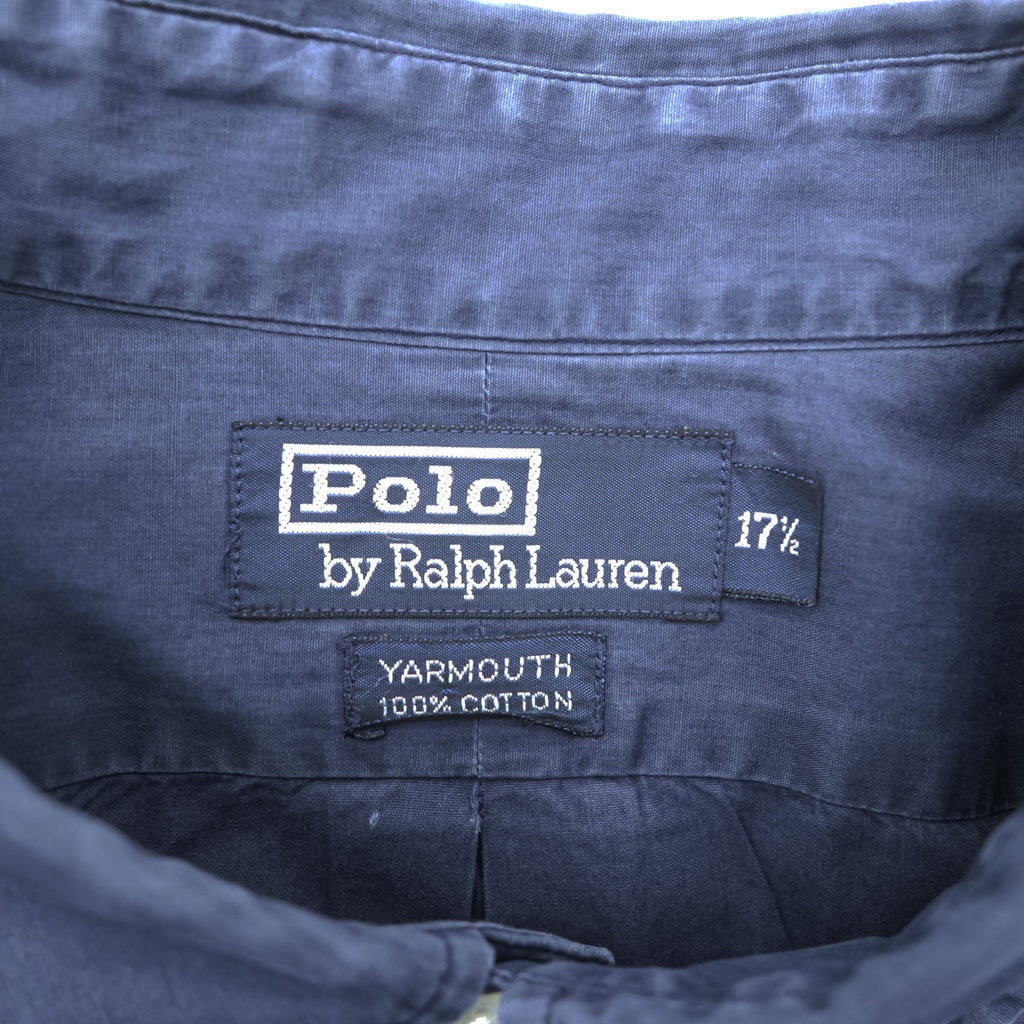 Polo Ralph Lauren 90s Vintage Long-Sleeve Button-Down Shirt, Size XL and up, Navy, Small Pony Logo Embroidery, YARMOUTH
