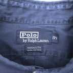Polo Ralph Lauren 90s Vintage Long-Sleeve Button-Down Shirt, Size XL and up, Navy, Small Pony Logo Embroidery, YARMOUTH