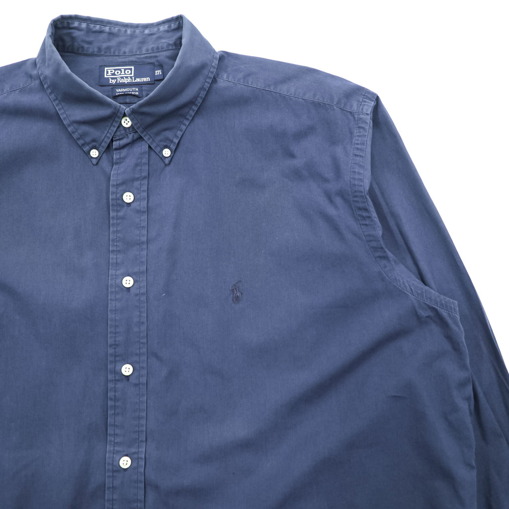 Polo Ralph Lauren 90s Vintage Long-Sleeve Button-Down Shirt, Size XL and up, Navy, Small Pony Logo Embroidery, YARMOUTH