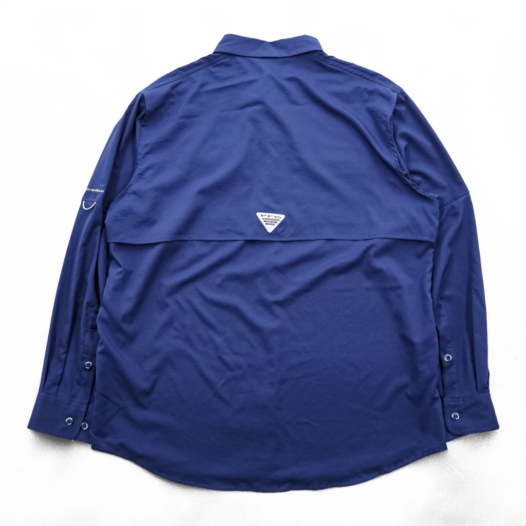 Columbia Bahamas Fishing Long-Sleeve Button-Down Shirt, Size M, Blue, OMNI-SHIELD, UPF50