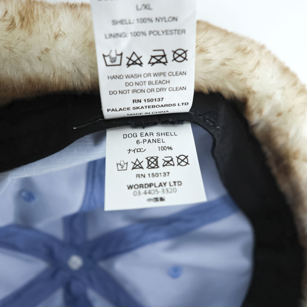 PALACE ドッグイヤー キャップ DOG EAR SHELL 6-PANEL ブルー ドローコード ボア ファー