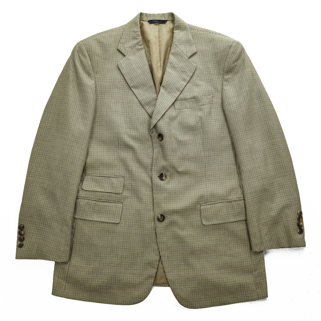 Brooks Brothers Golden Fleece Hand Tailored Houndstooth Sport Coat Silk Linen Wool Blend 41R