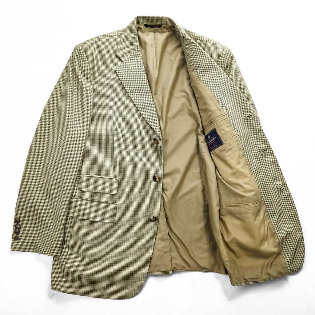 Brooks Brothers Golden Fleece Hand Tailored Houndstooth Sport Coat Silk Linen Wool Blend 41R