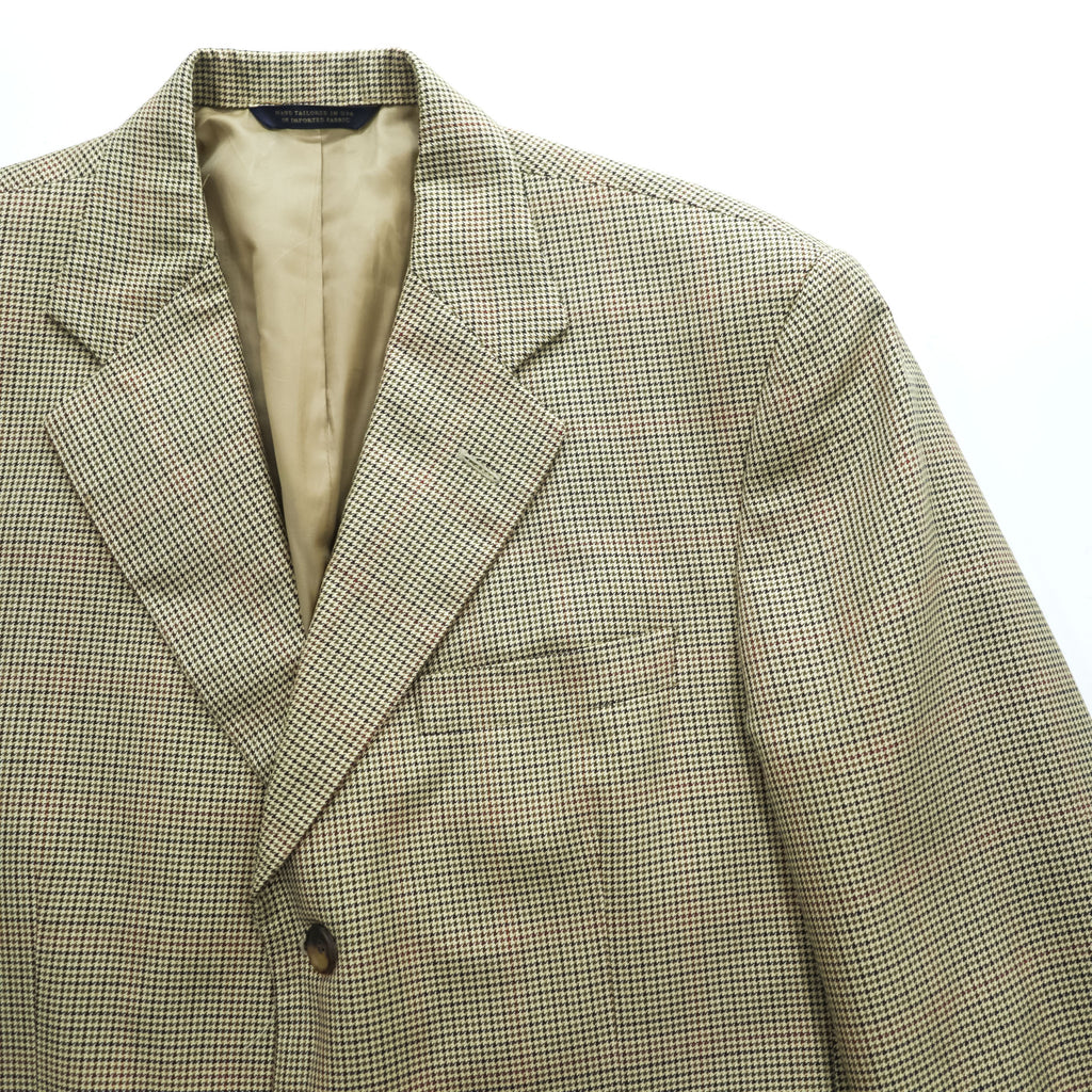 Brooks Brothers Golden Fleece Hand Tailored Houndstooth Sport Coat Silk Linen Wool Blend 41R